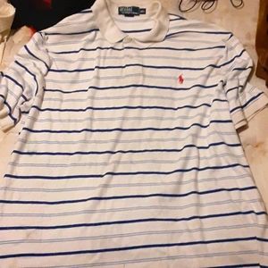 White and blue striped polo Ralph Lauren  shirt